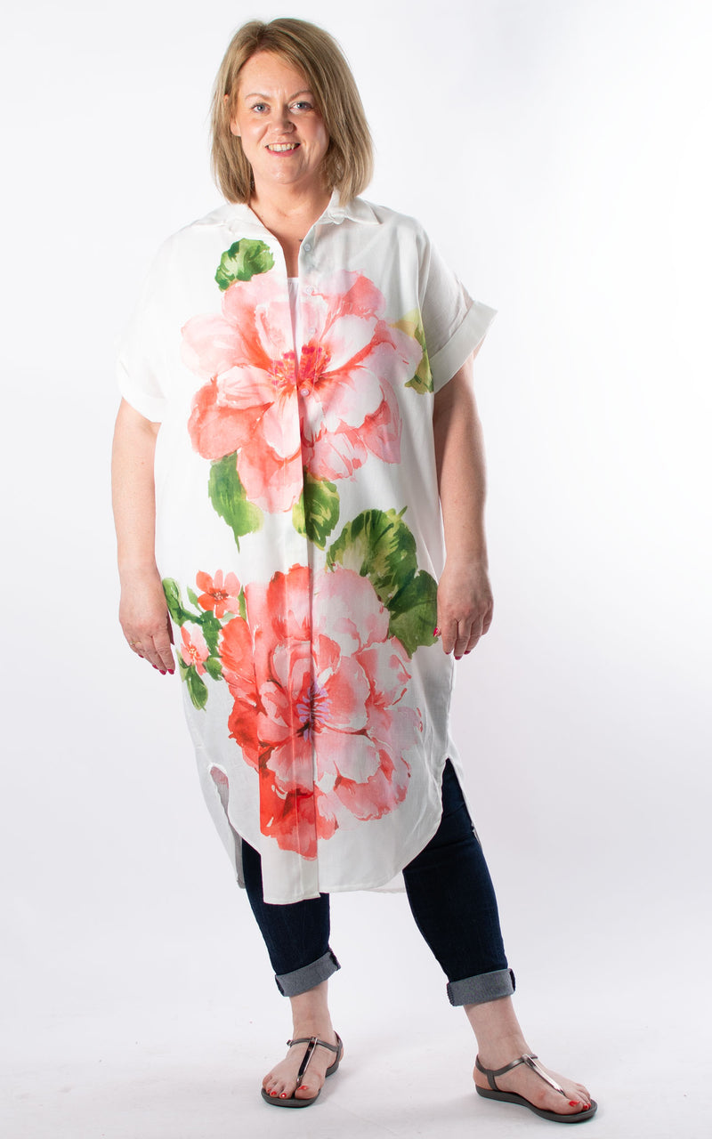 Print Shirt Dress | Flowers