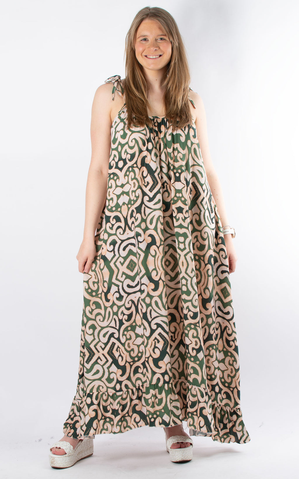 Toyah Strap Dress | Aztec | Green