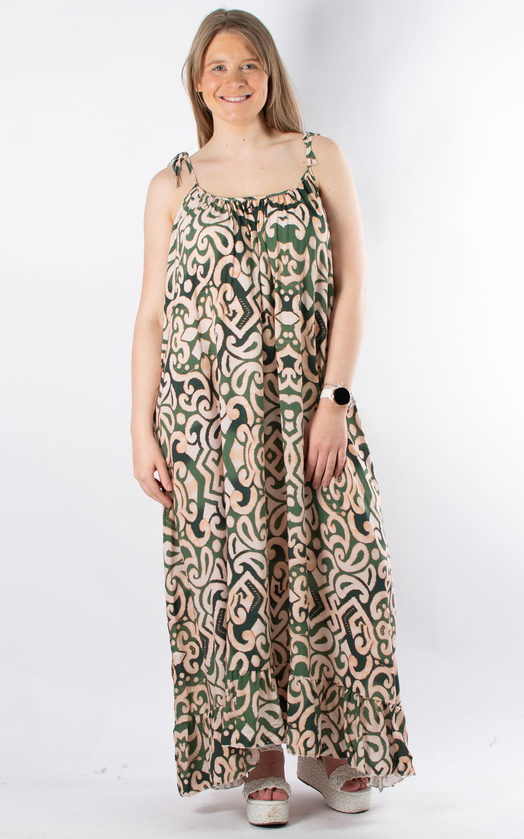 Toyah Strap Dress | Aztec | Green