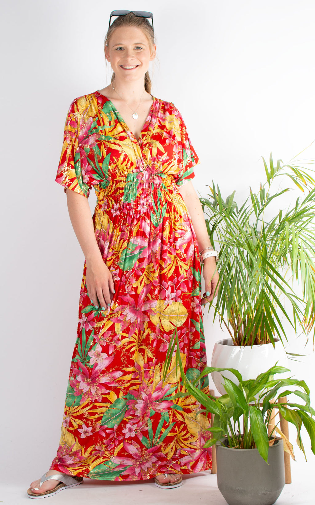 Ava Dress | Tropical Blossom | Red