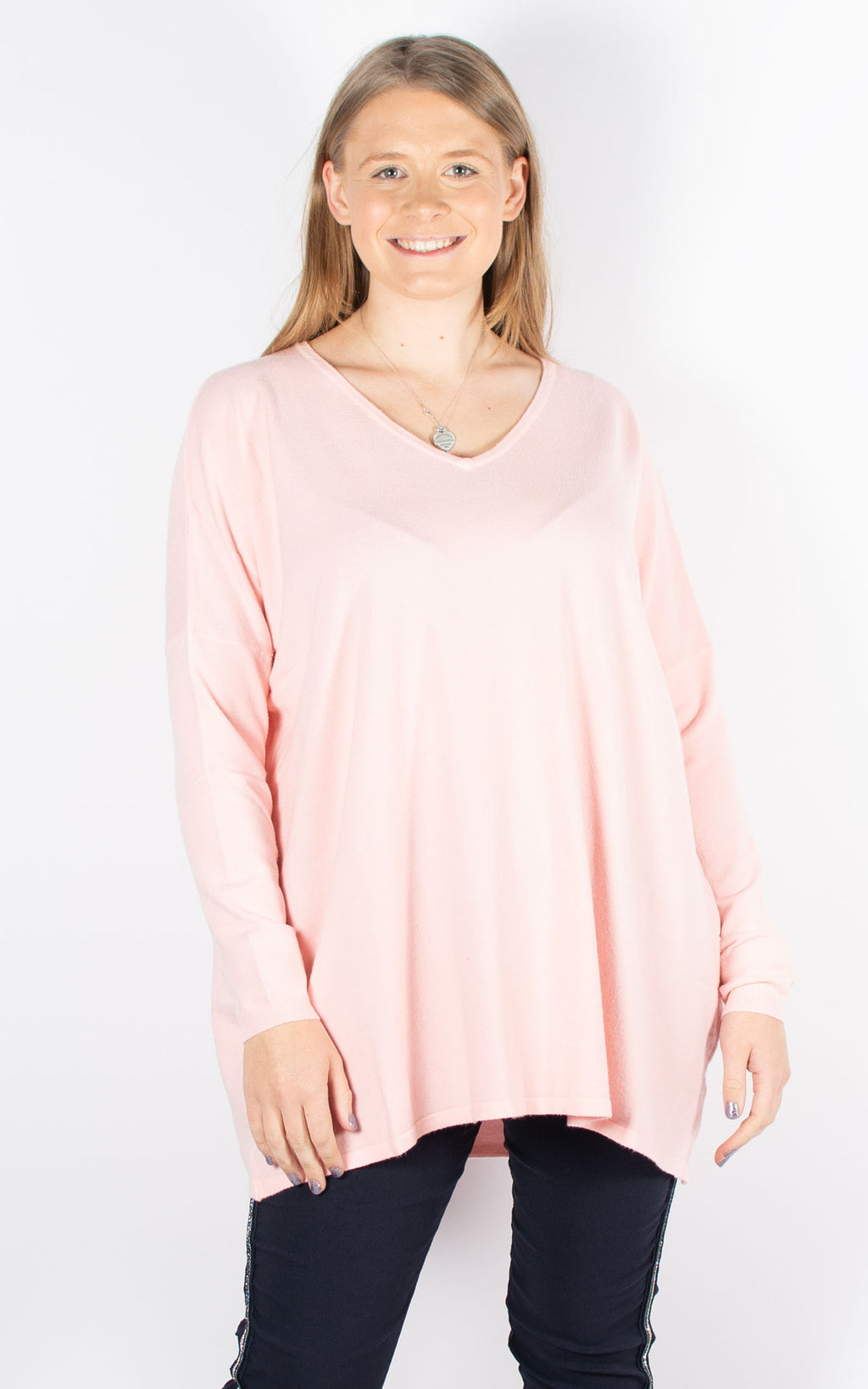 Basic V-neck Soft Knit | Baby Pink