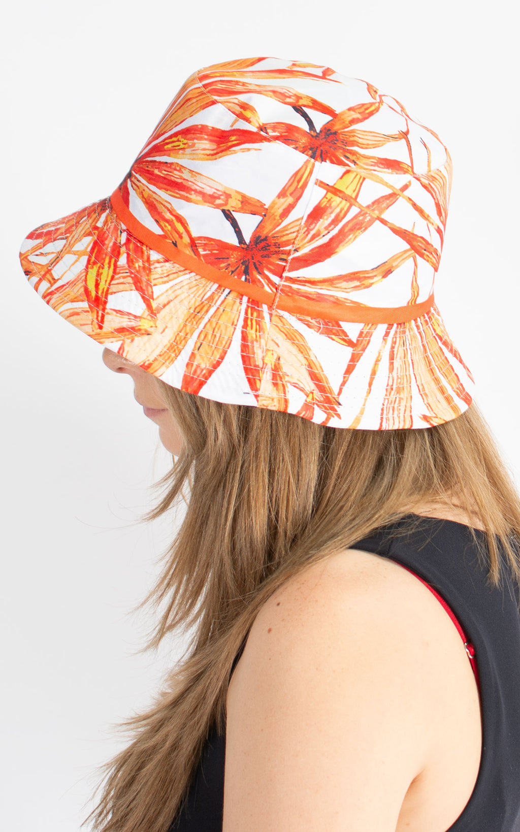 Bucket Hat | Tropical Leaf | Orange