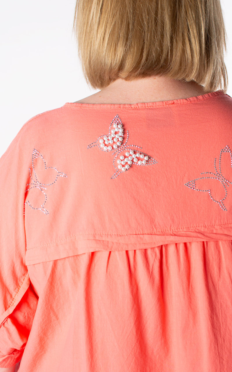 Butterfly Ornament Top | Coral