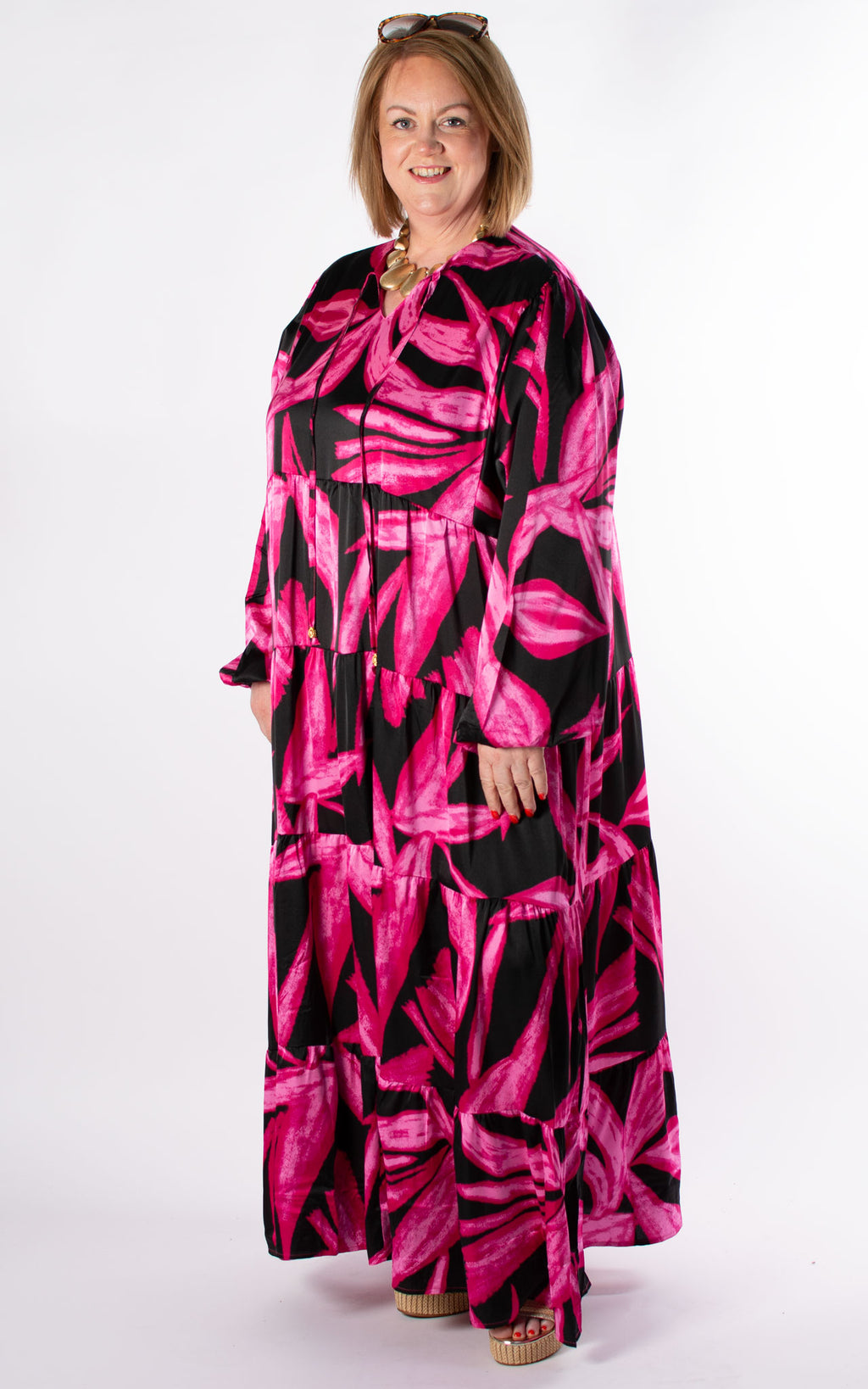 Chandra Maxi Dress | Black & Hot Pink