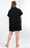 Cheesecloth Short & Shirt Set | Black
