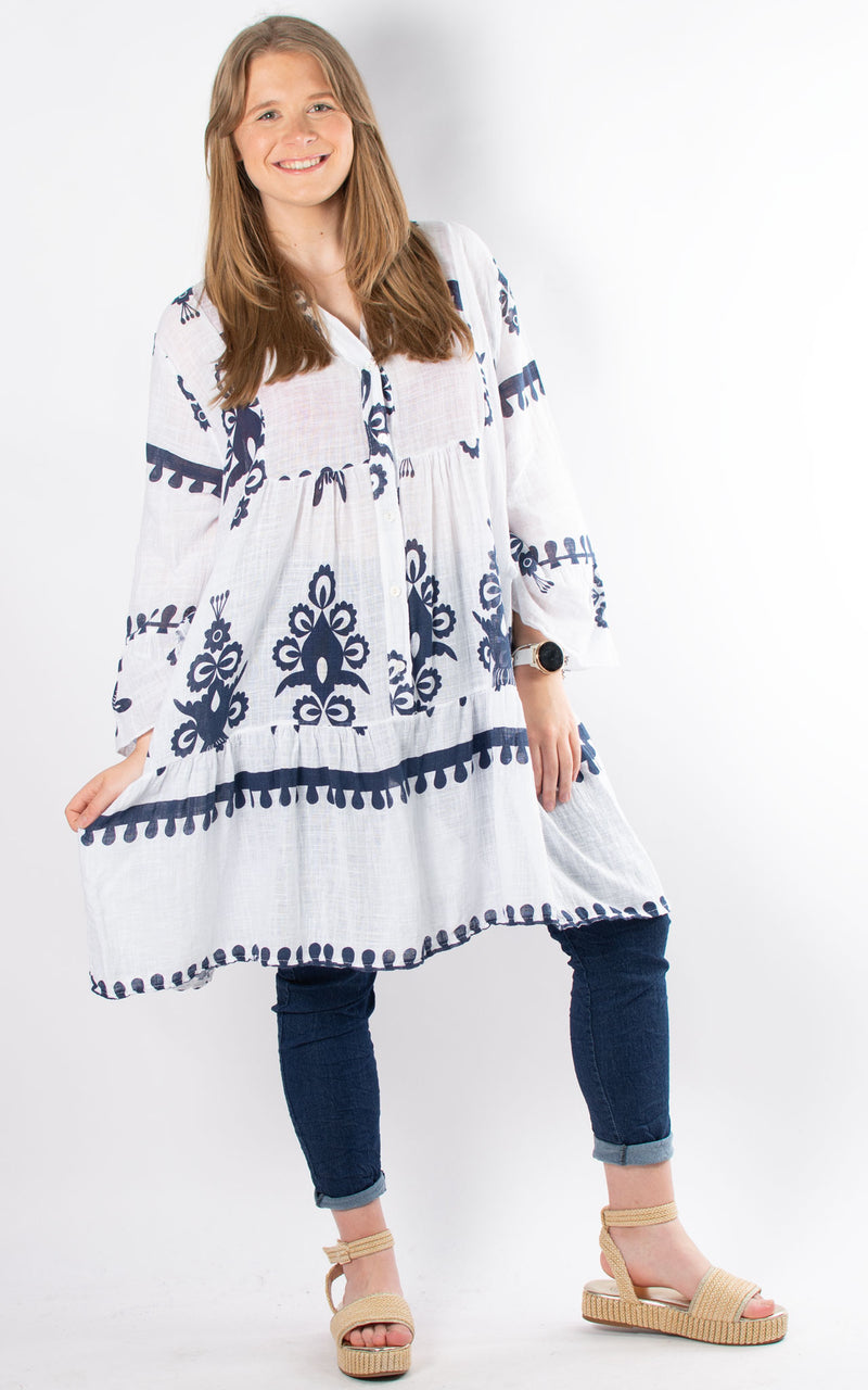 Cheesecloth Smock | Paisley | White