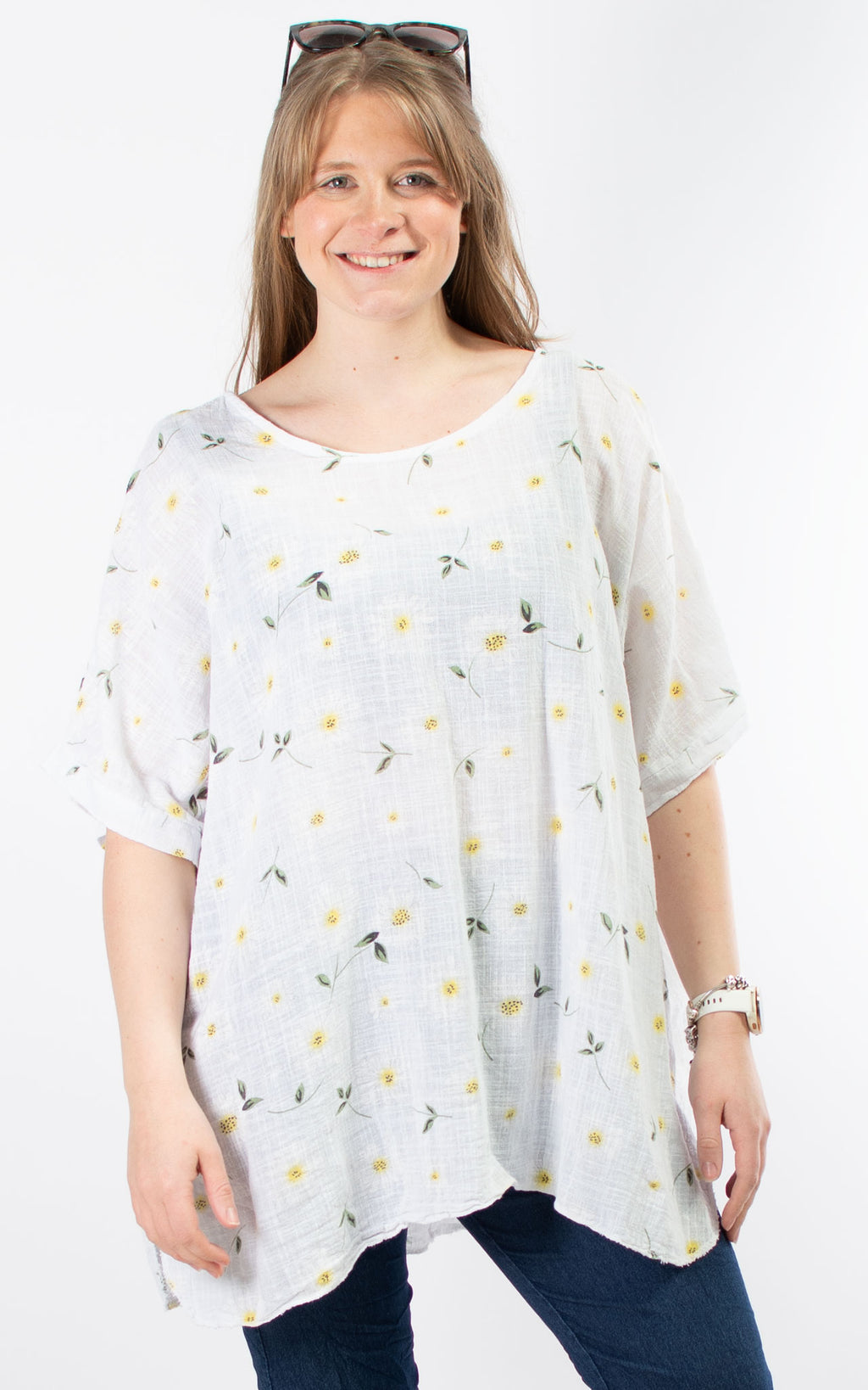 Cheesecloth Top | Daisies | White
