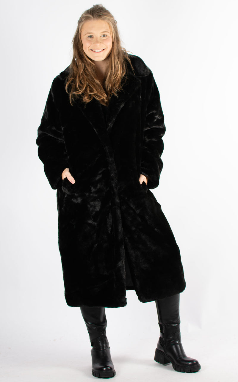 Faux Fur Coat | Black