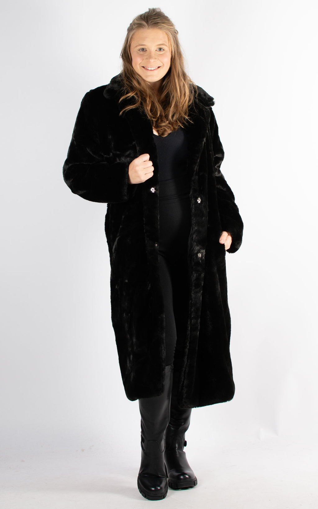 Faux Fur Coat | Black