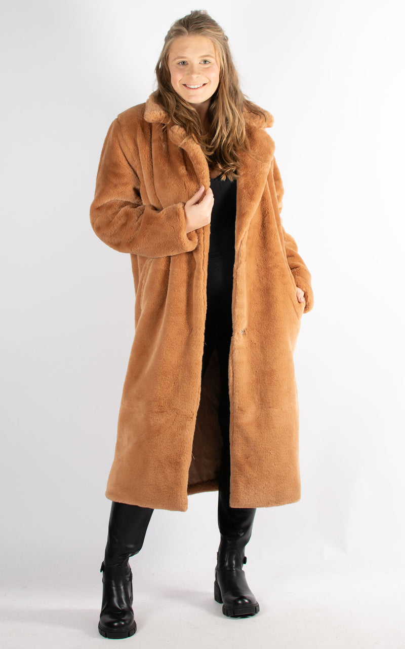 Faux Fur Coat | Camel