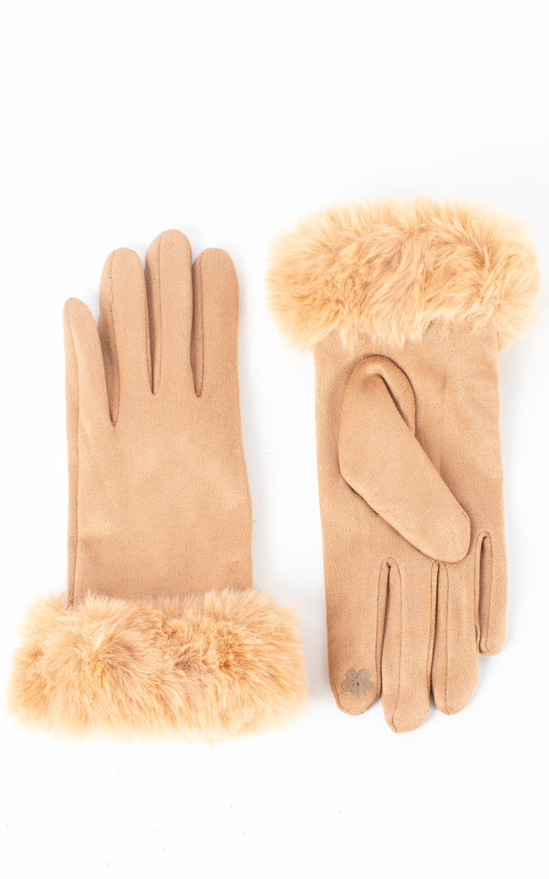 Faux Fur Gloves| Camel