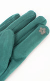 Faux Suede Plain Gloves | Green