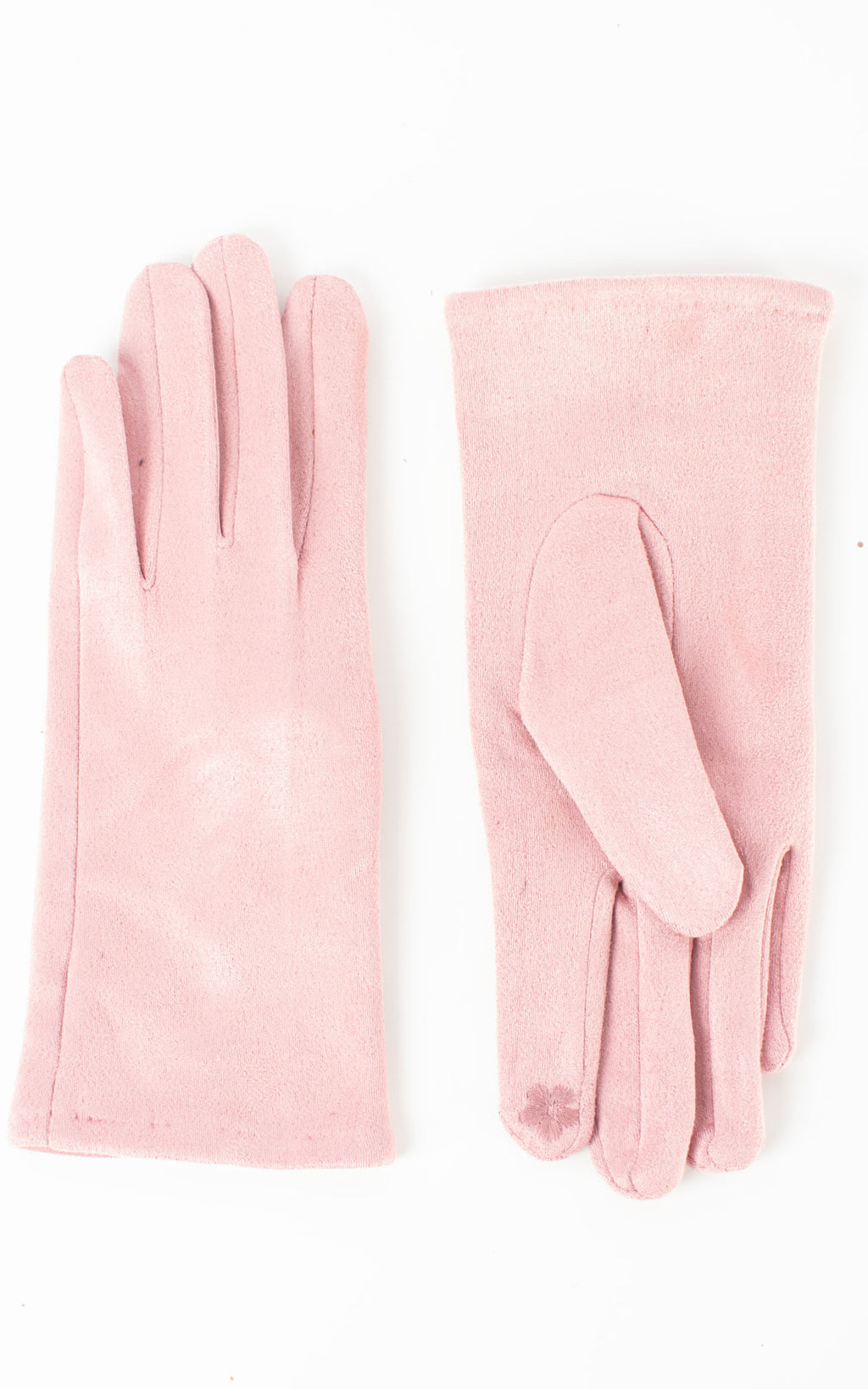 Faux Suede Plain Gloves | Pink