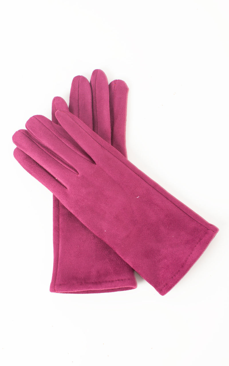 Faux Suede Plain Gloves | Plum