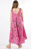 Floral Cheesecloth Dress | Hot Pink