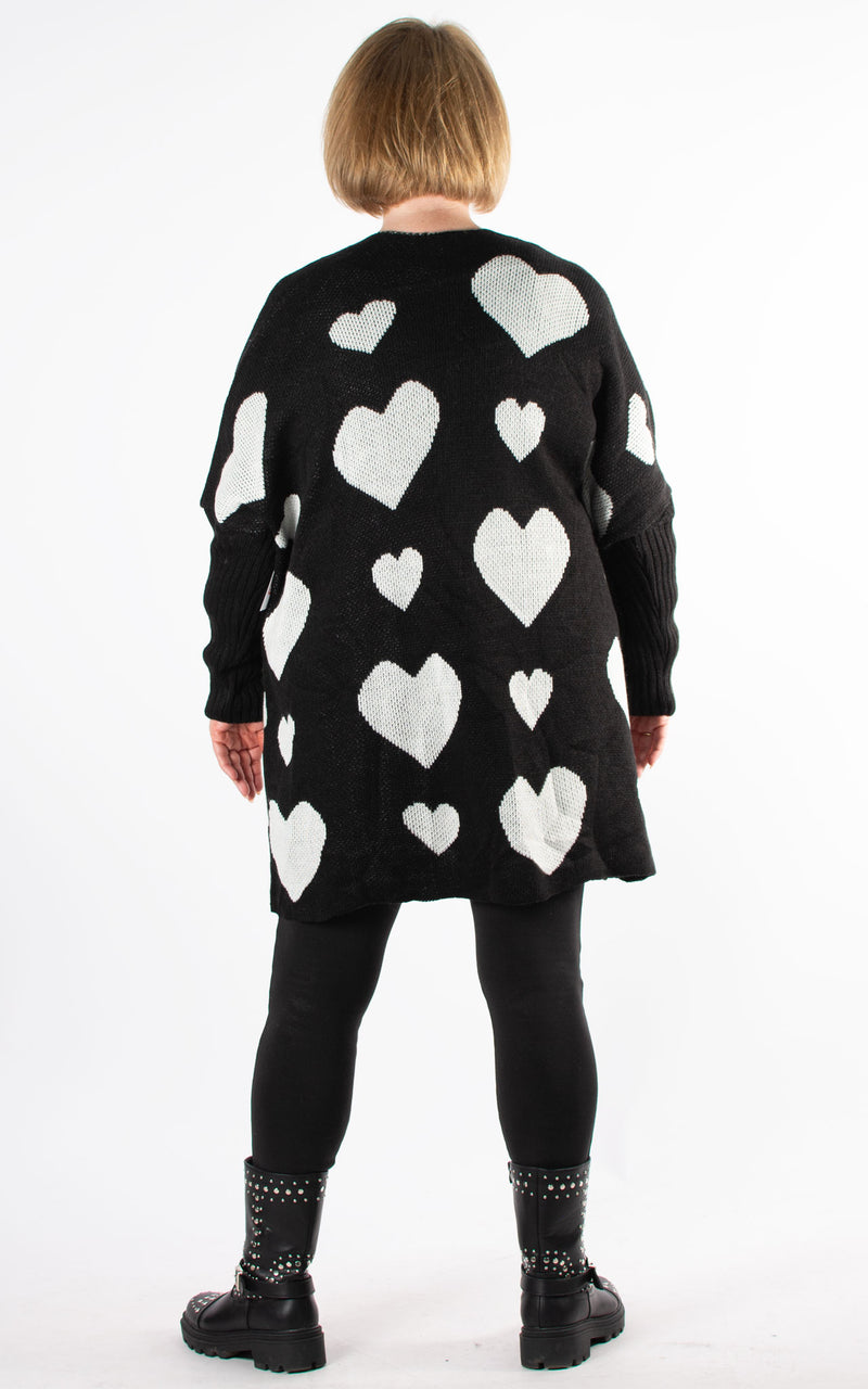 Heart Pattern Cardigan | Black & White