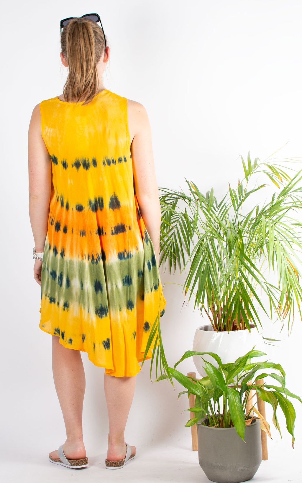 India Cover Up Dress | Tie Dye Stripes | Amber Yellow