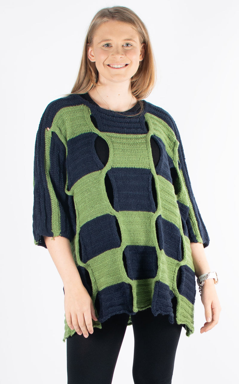 Knitwear | Chequered Shred | Green & Navy