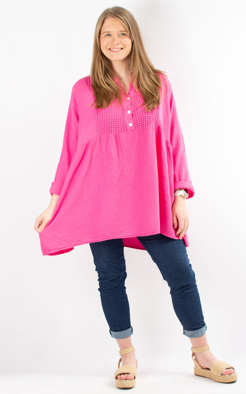 Leah Cotton Tunic | Hot Pink