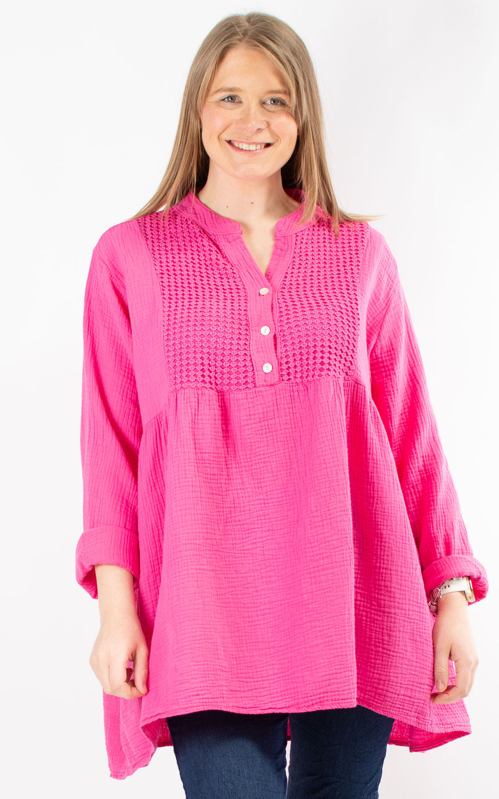 Leah Cotton Tunic | Hot Pink