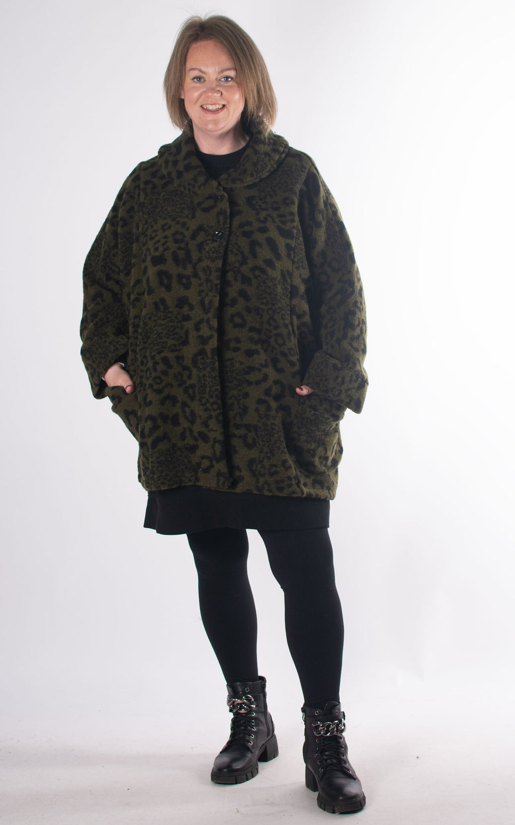 Leopard Print Coat | Khaki