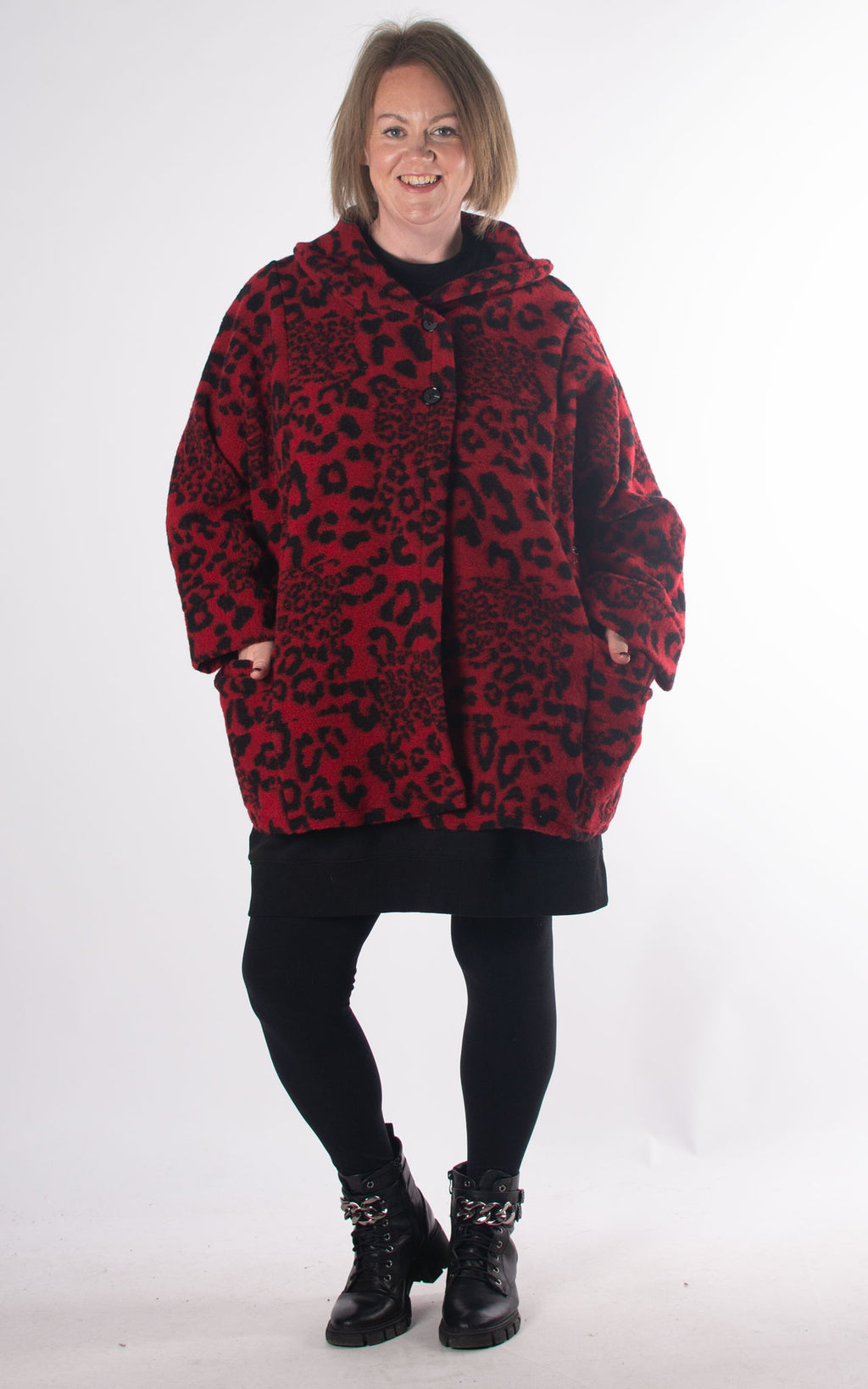 Leopard Print Coat | Red