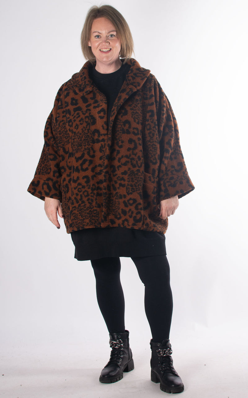Leopard Print Coat | Rust