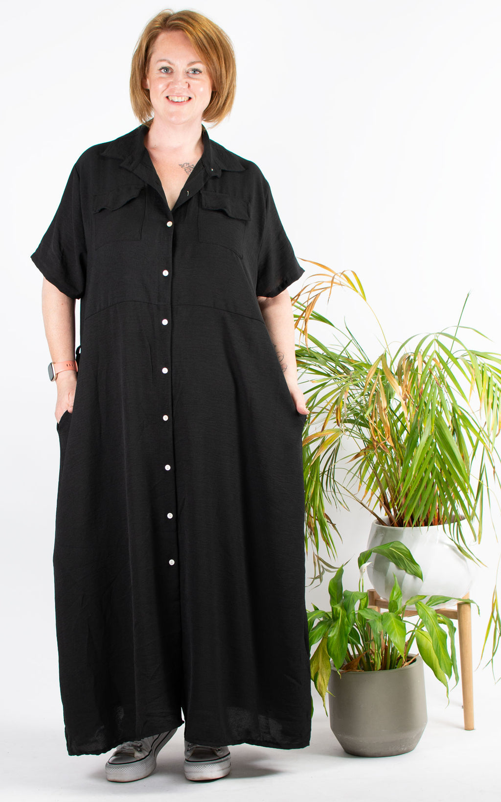 Libby Maxi Shirt Dress | Black