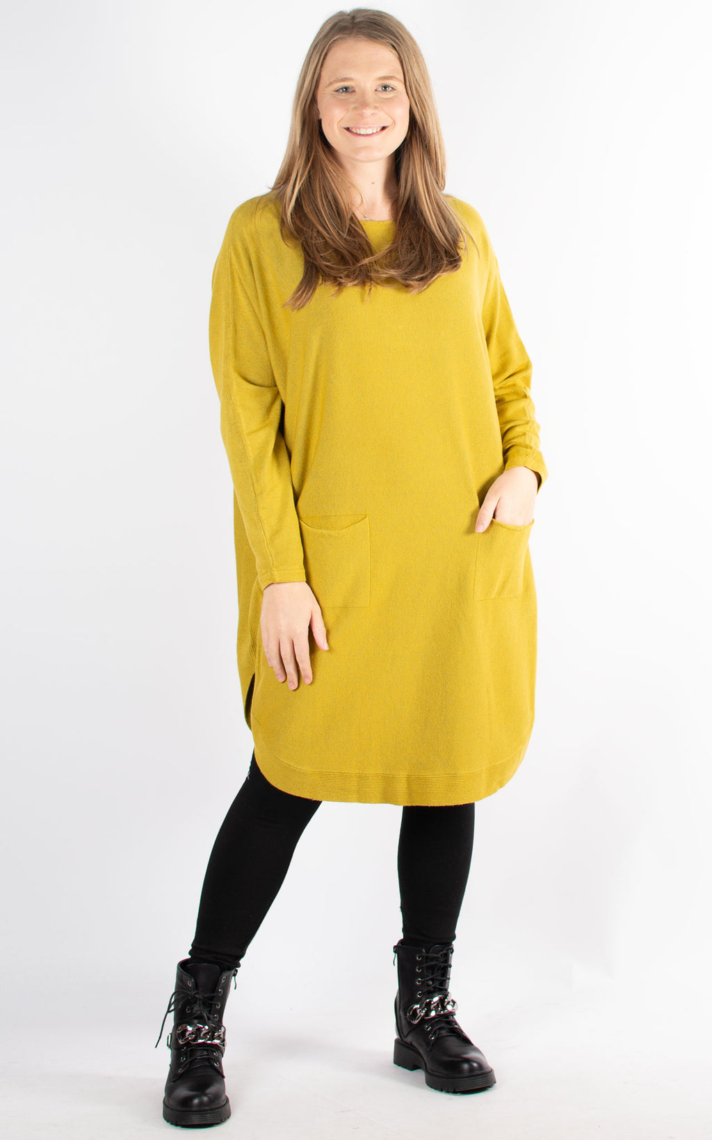Lorraine Button Back Dress | Yellow Green