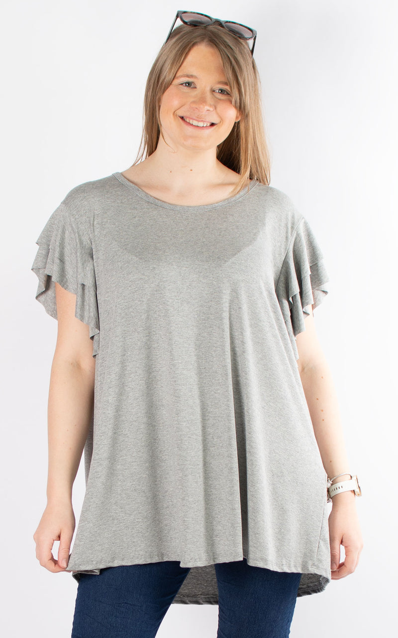 Millie Frill T-Shirt | Light Grey
