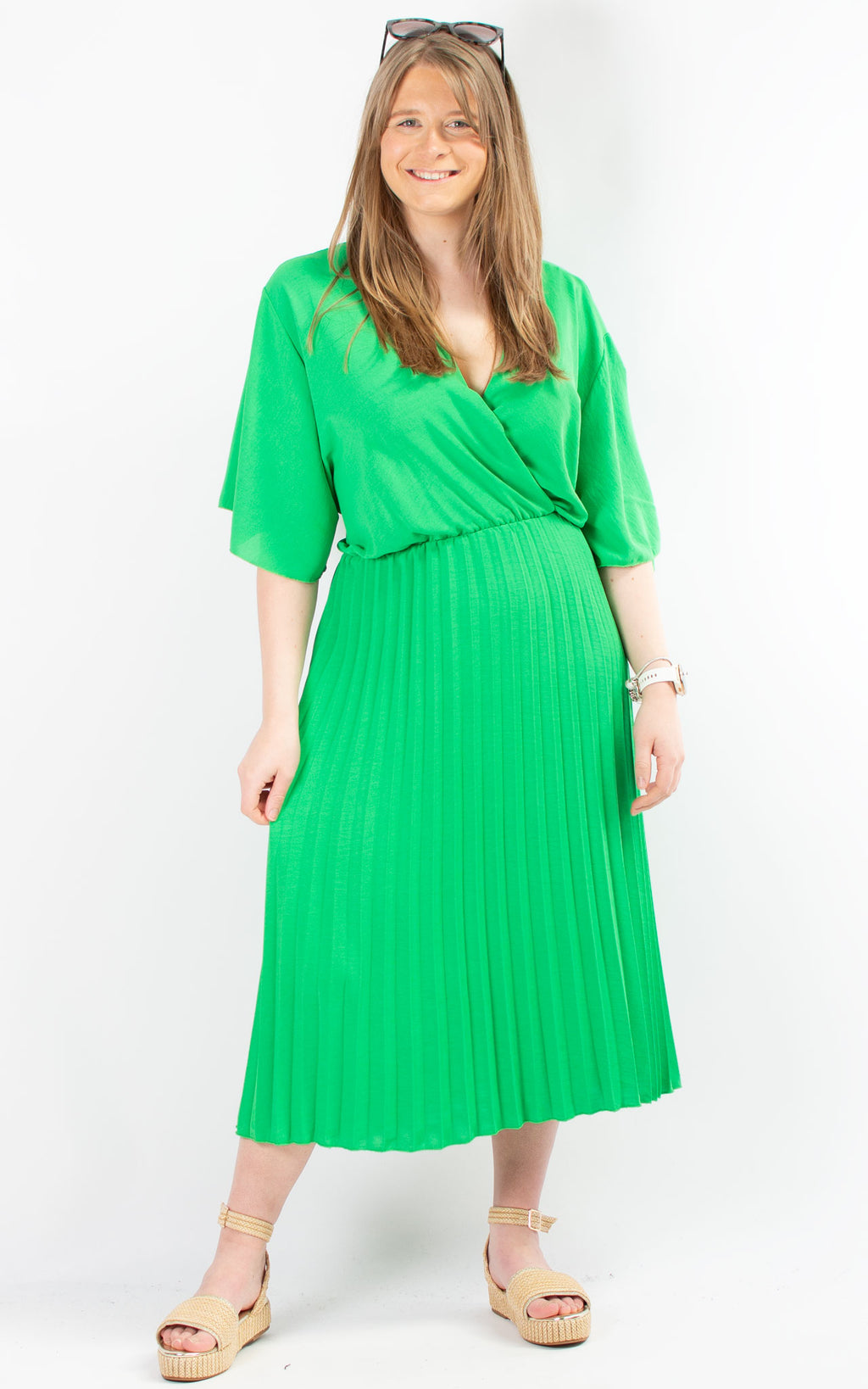 Oprah Pleated Wrap Dress | Green