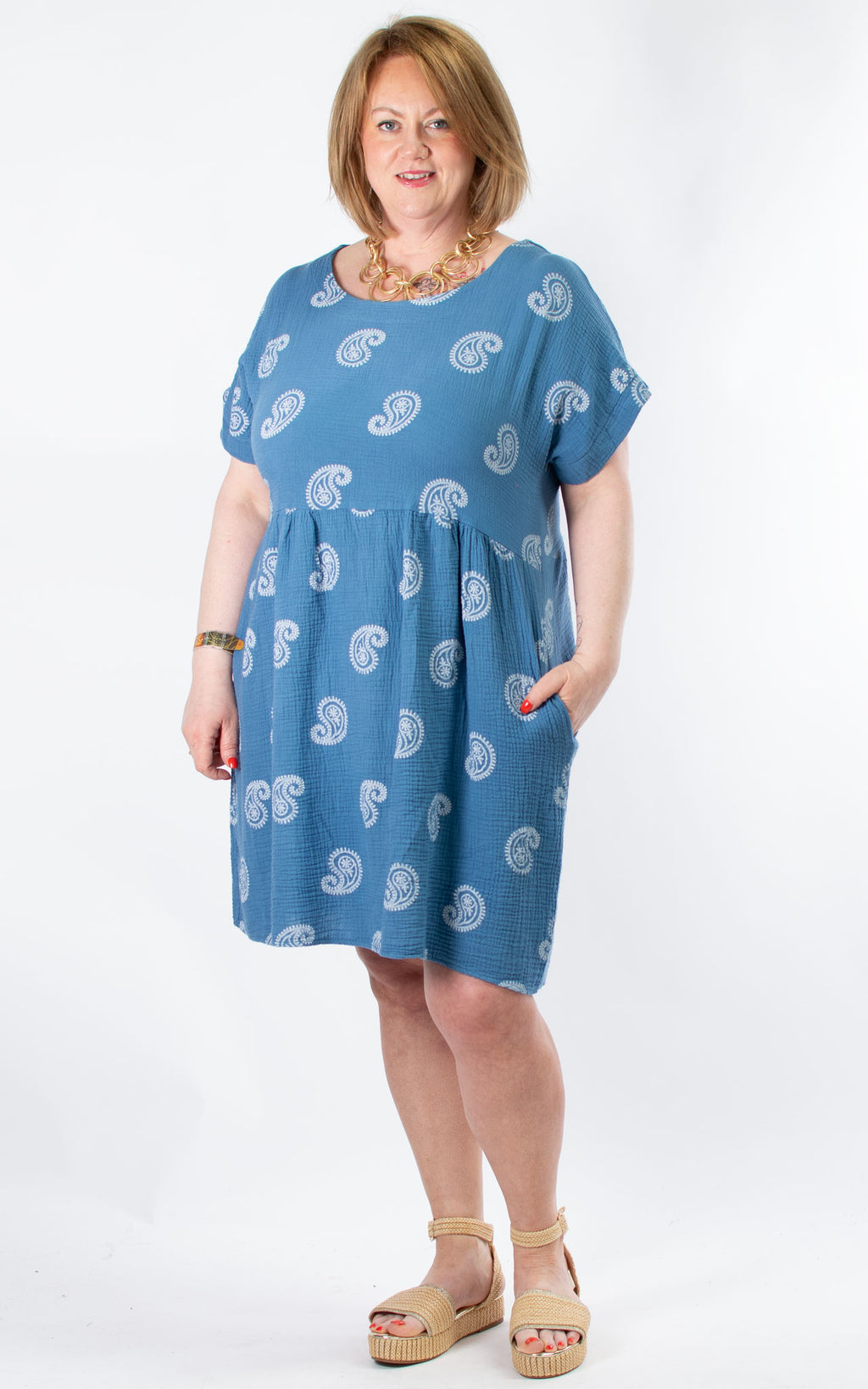Paisley Cotton Tunic Dress | Denim