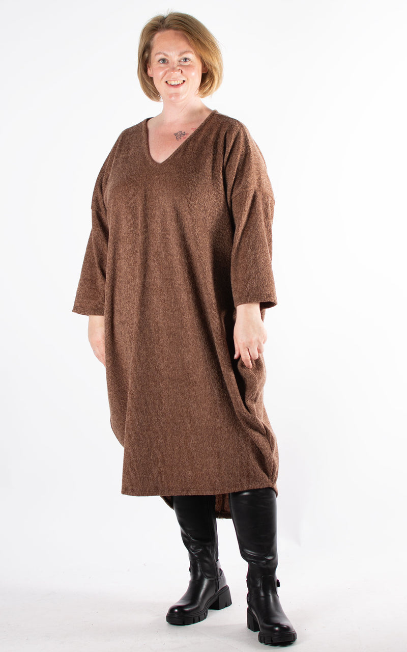 Penelope Ribbed Knit Dress | Chocolate Brown