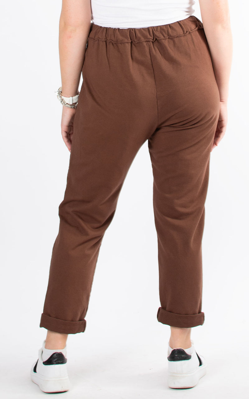 Raw Finish Details Sweat Joggers | Chocolate Brown