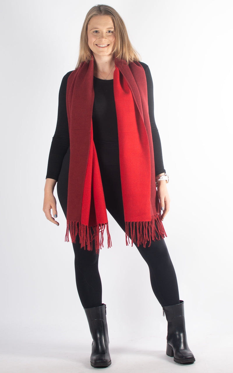 Reversible Winter Scarf | Mulberry Red