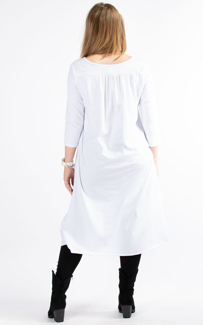 Rhinestone Heart Tunic Dress | White