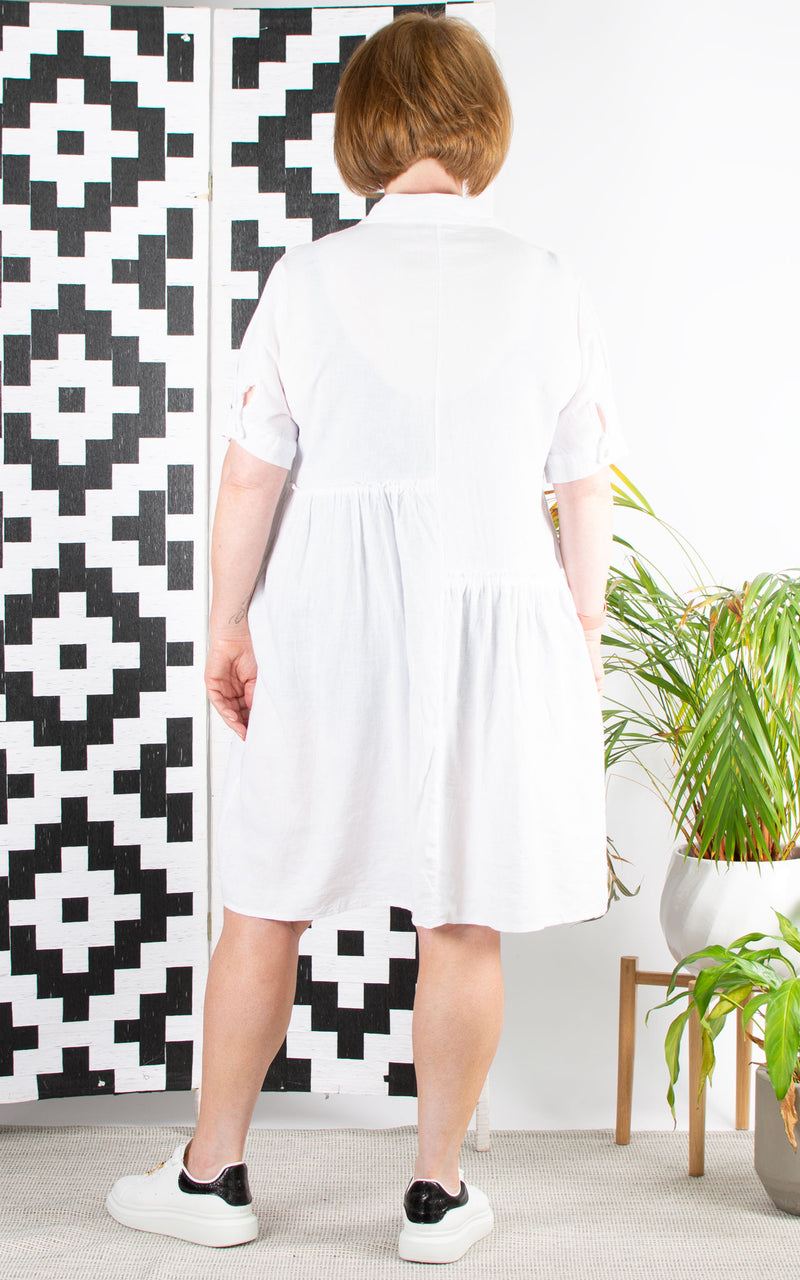 Sahara Linen Mix Shirt Dress | White