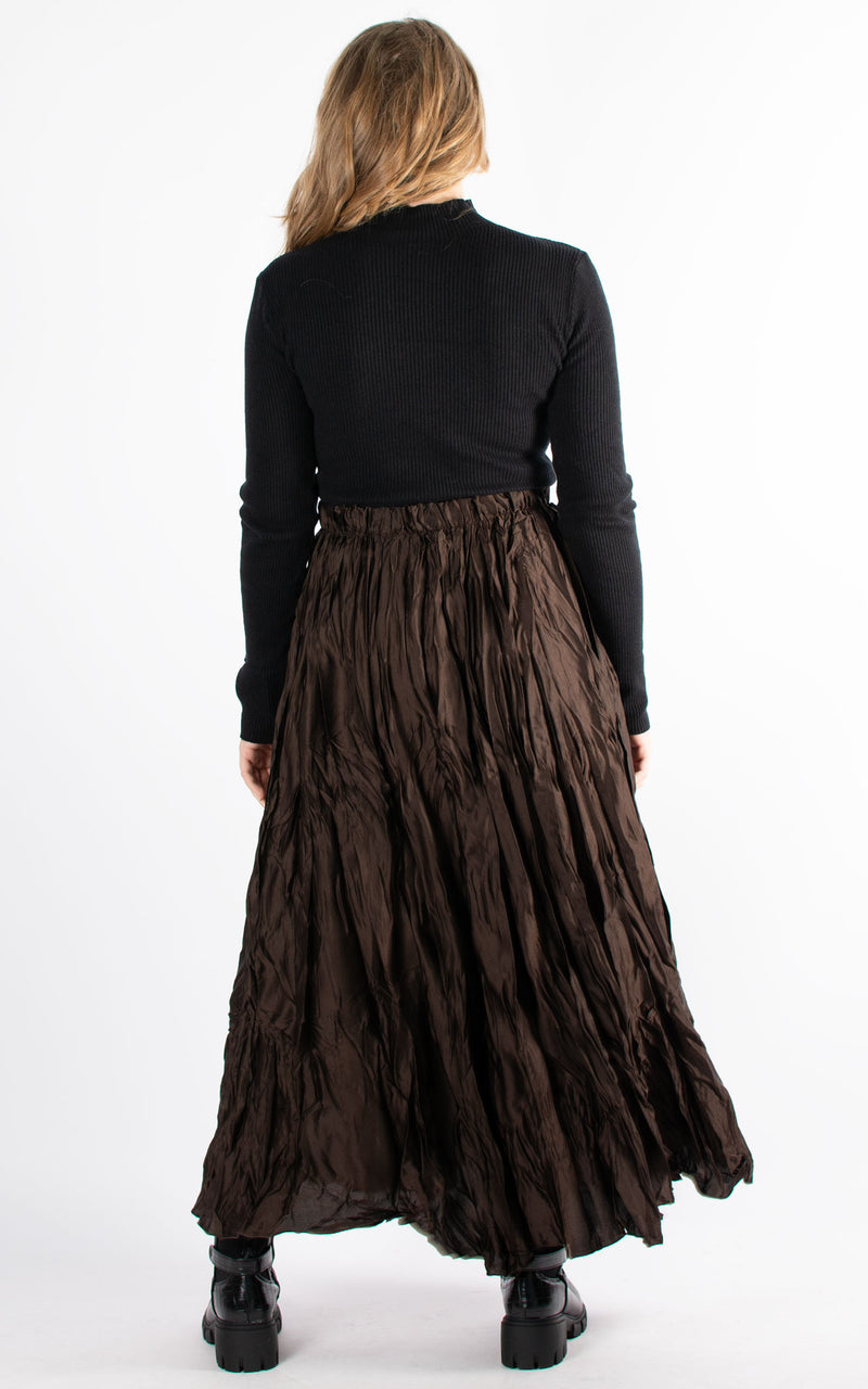 Satin Skirt | Brown