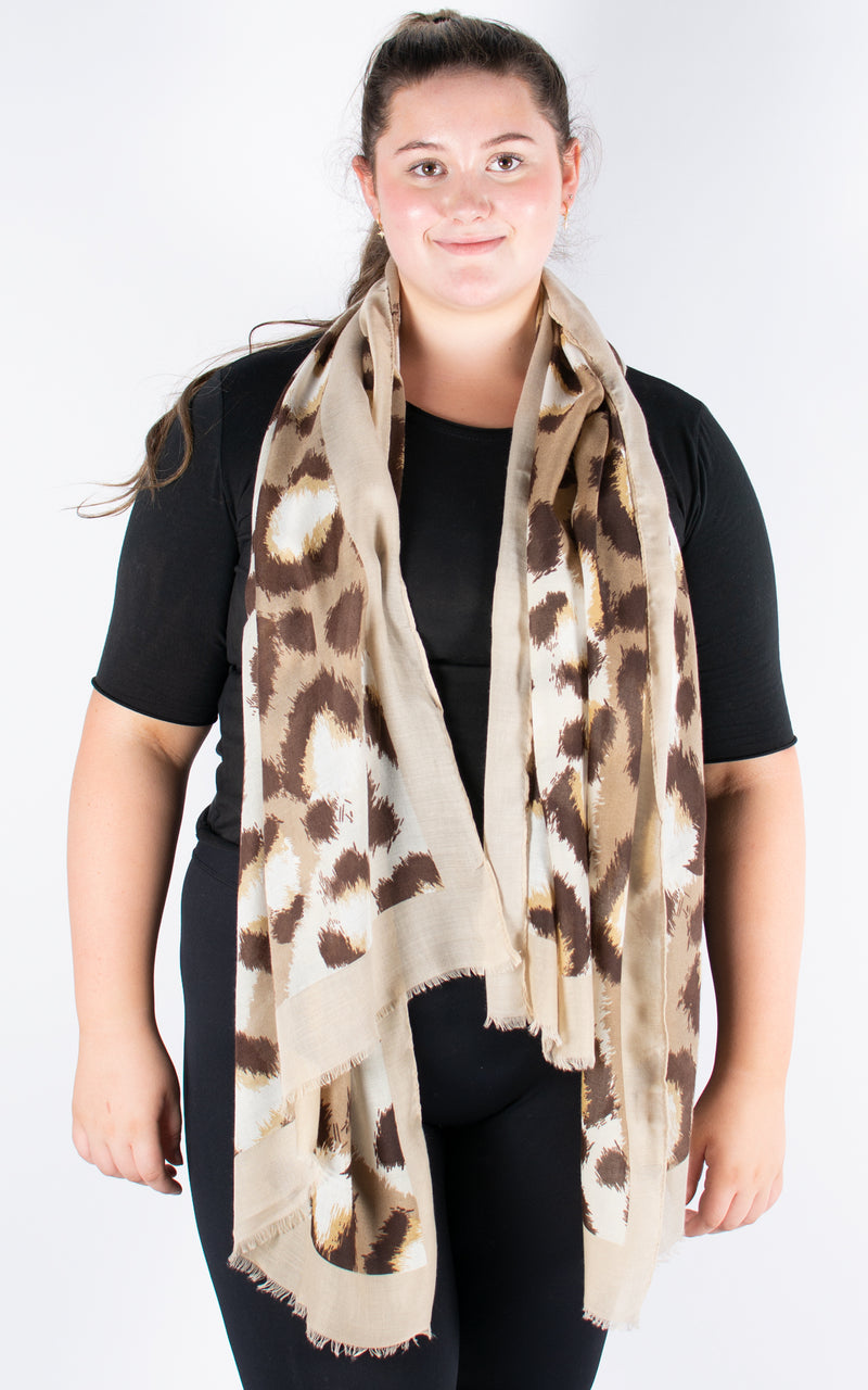 Scarf | Leopard | Large Taupe