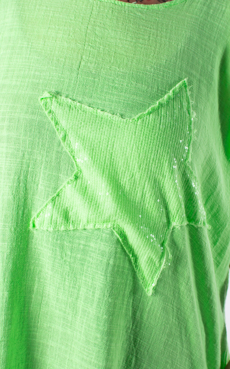 Sequin Star Tunic | Neon Green
