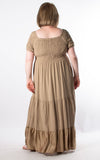 Silk Bottom Shirred Maxi Dress | Mocha