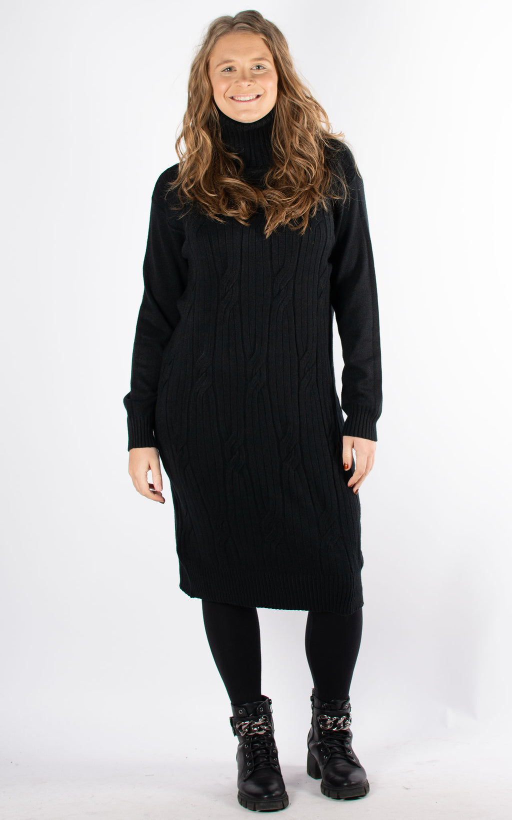 Sonia Cable Knit Dress | Black