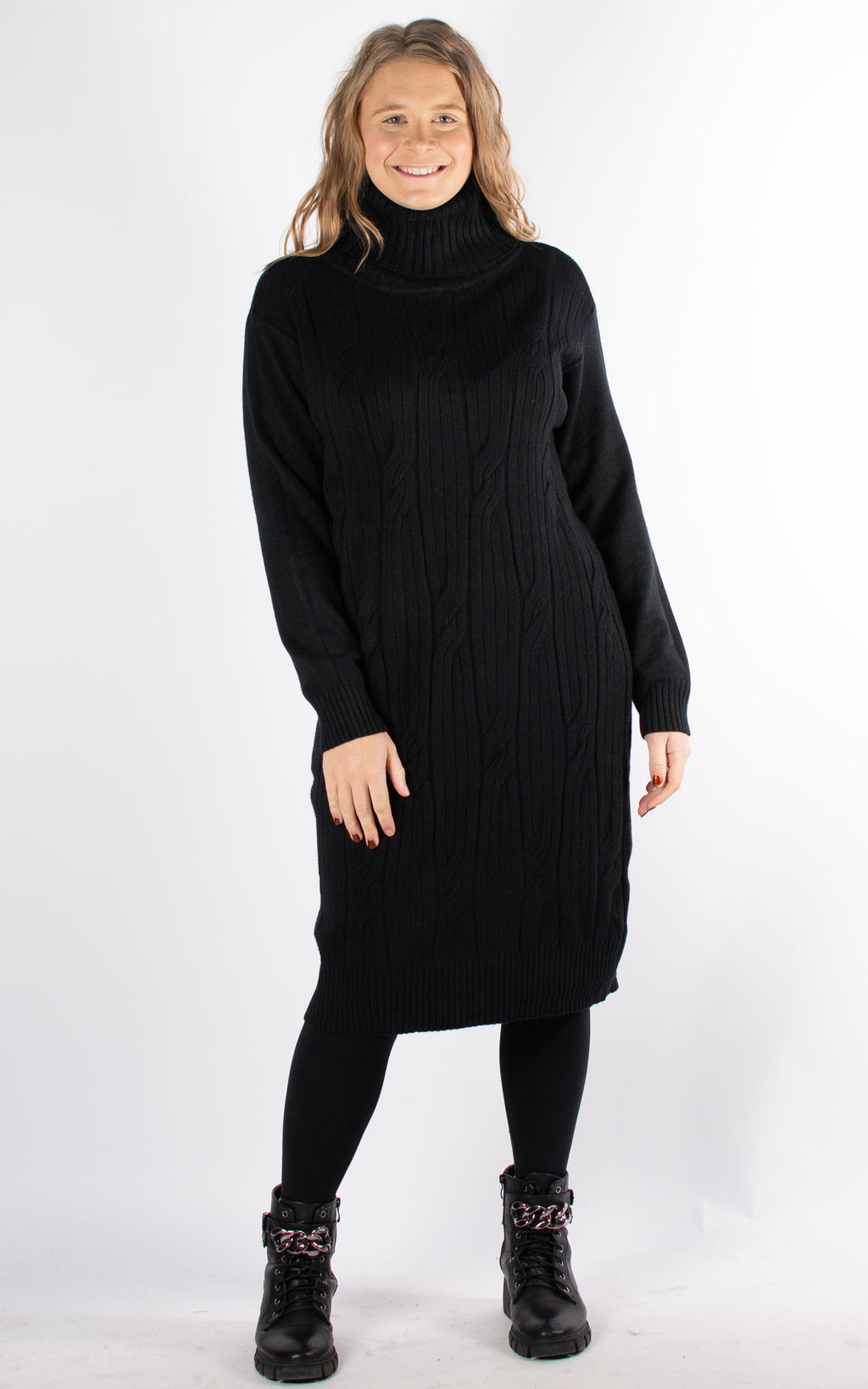 Sonia Cable Knit Dress | Black
