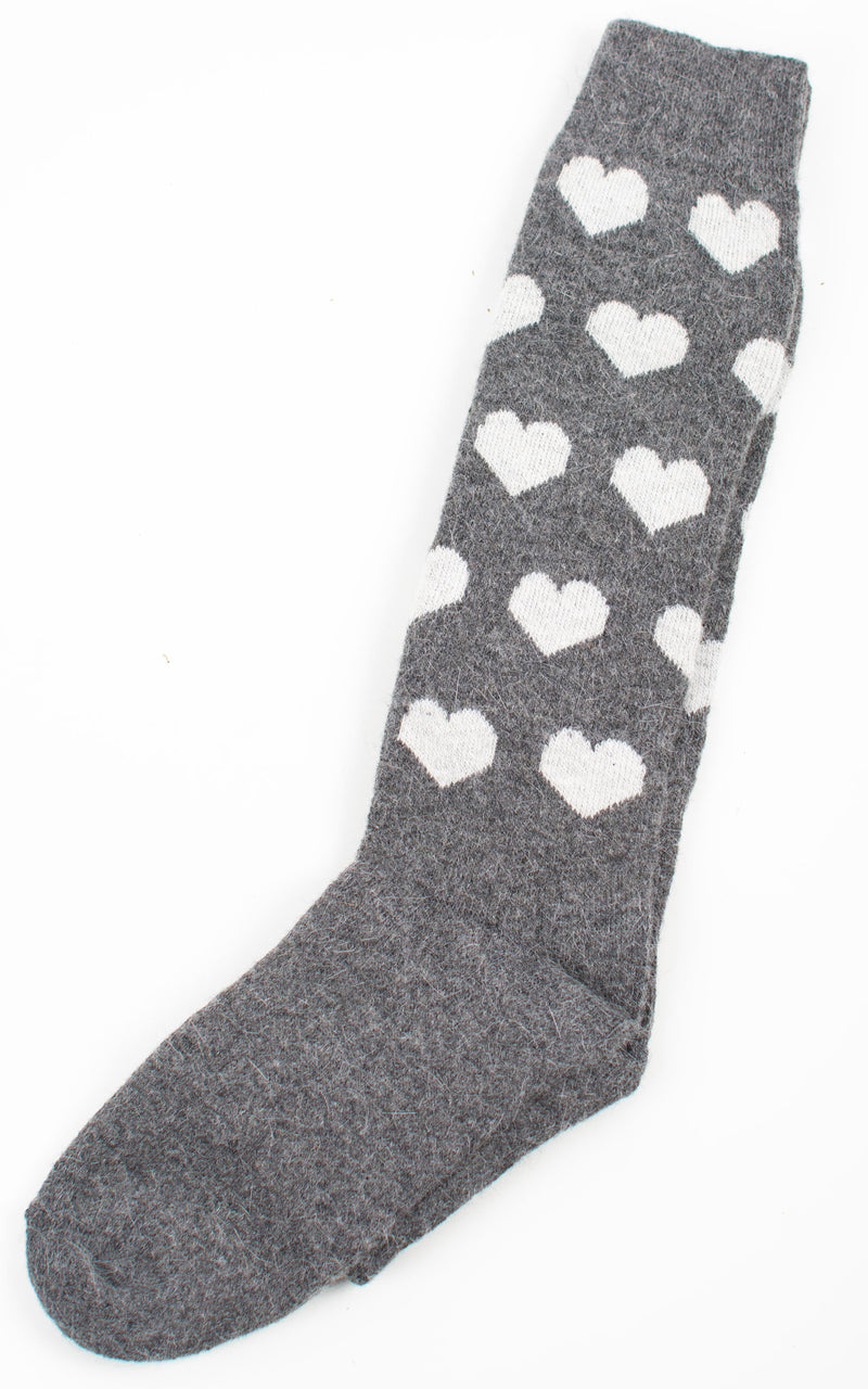 Winter Socks | Long | Hearts | Dark Grey