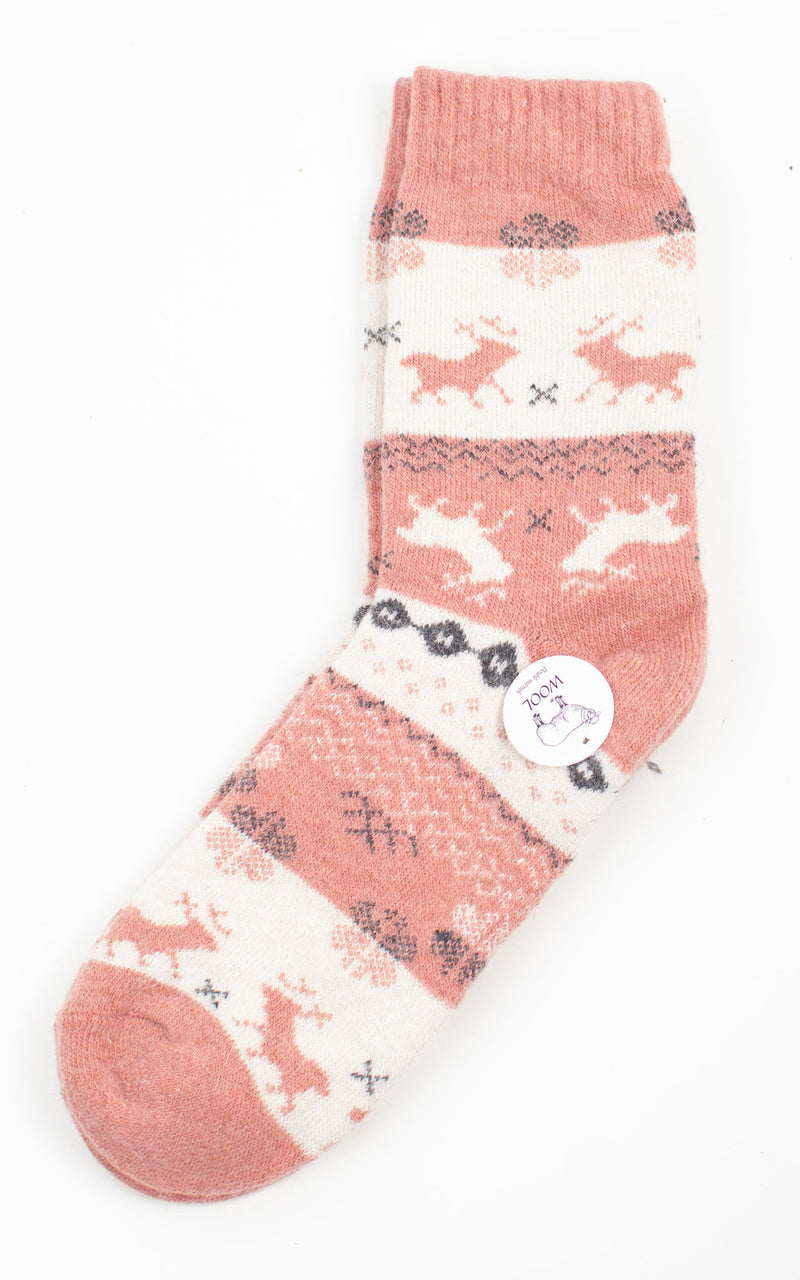 Winter Socks | Reindeer | Rose