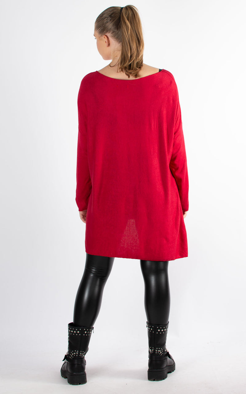 Xanthe Soft Knit Top | Red