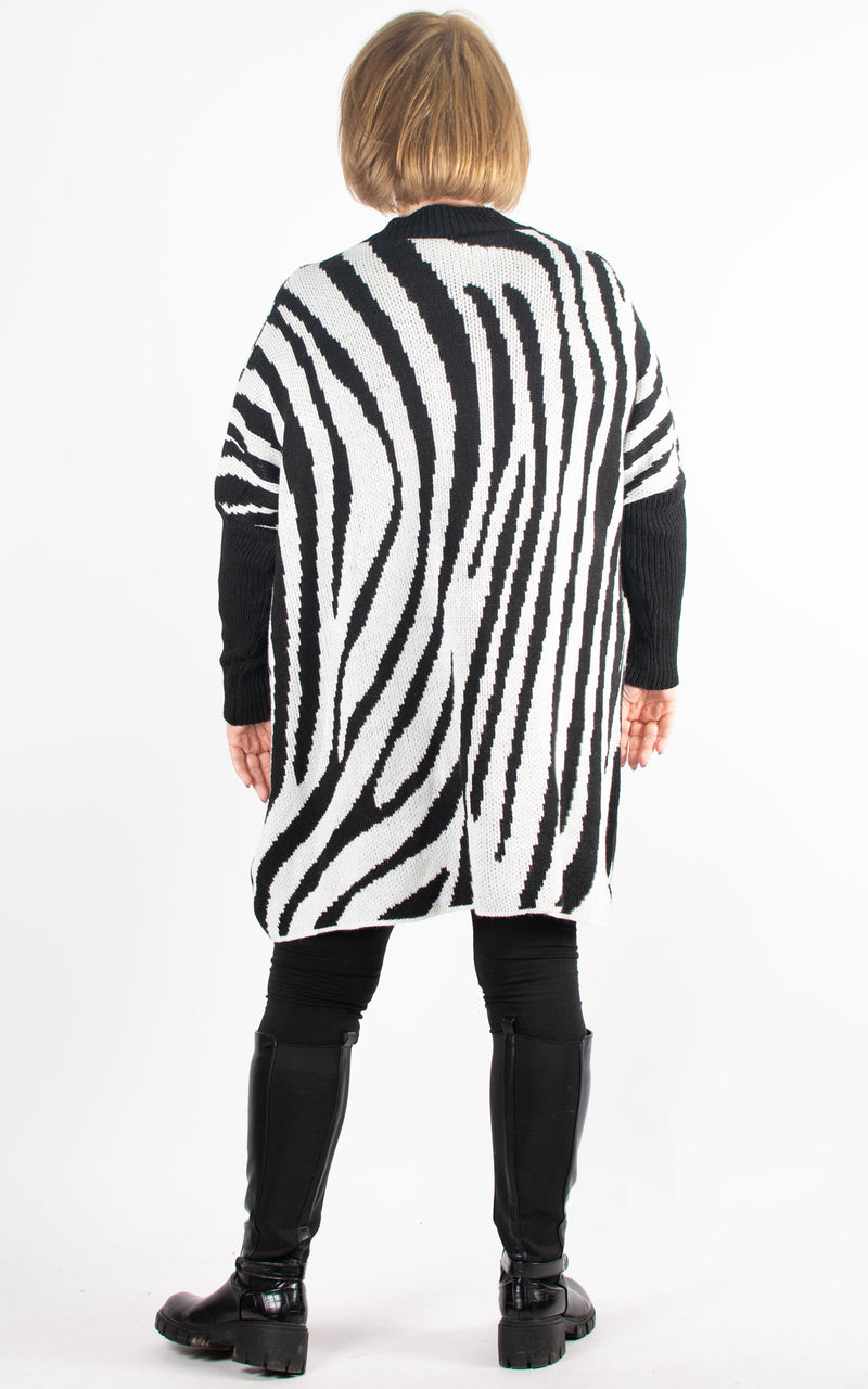 Zebra V-neck Jumper | White