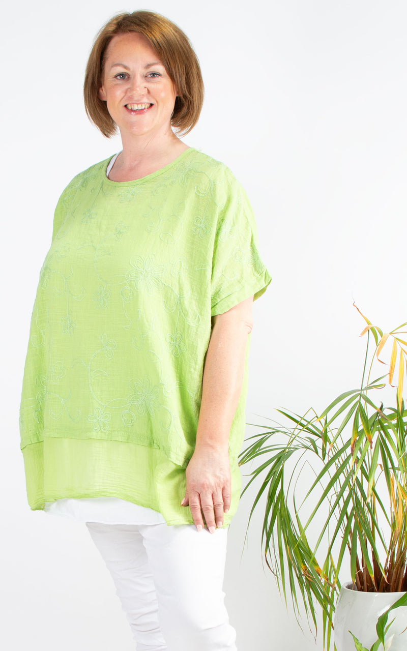 Zora Floral Top | Lime