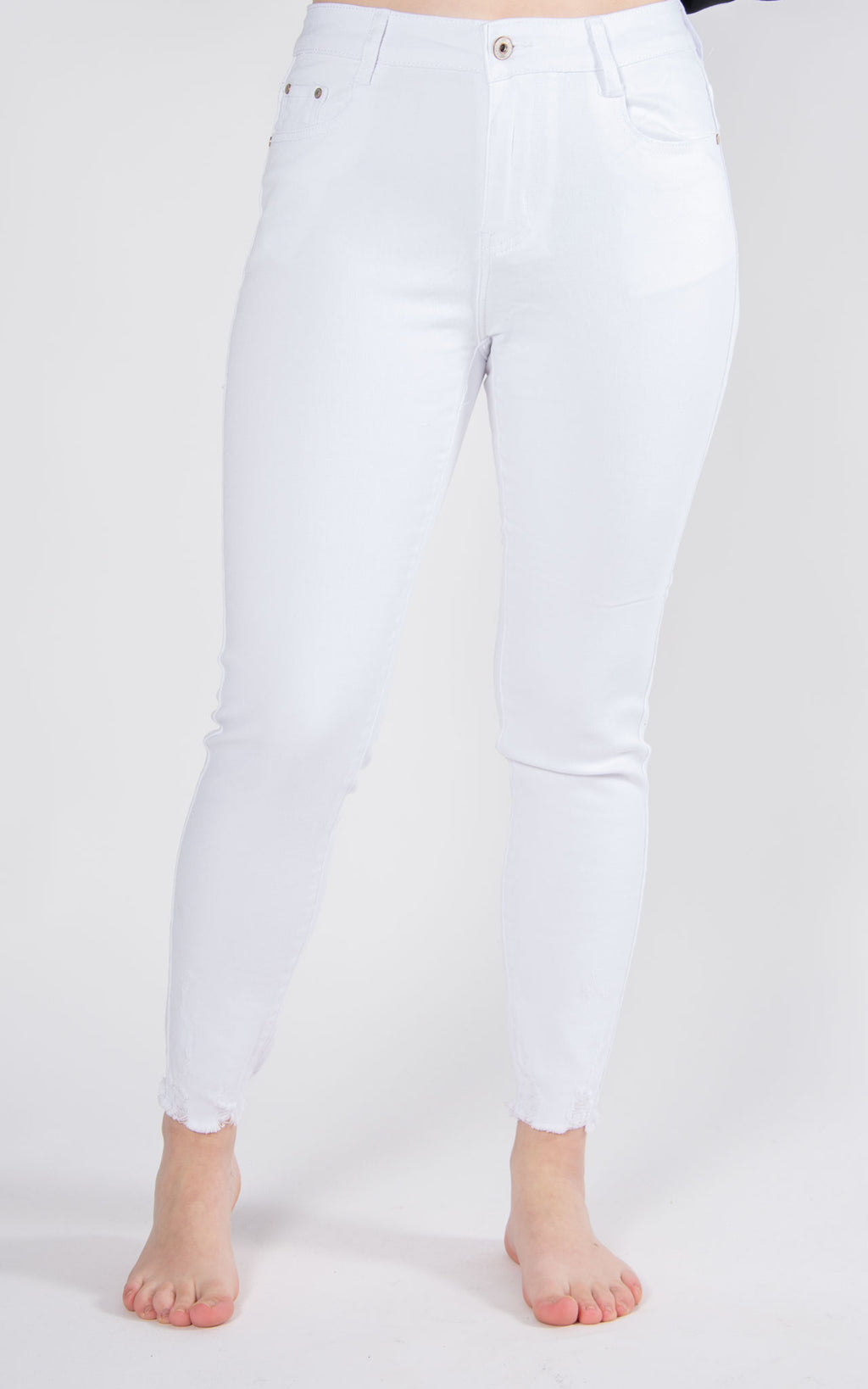 Jeans | Skinny Frayed Ankle | White