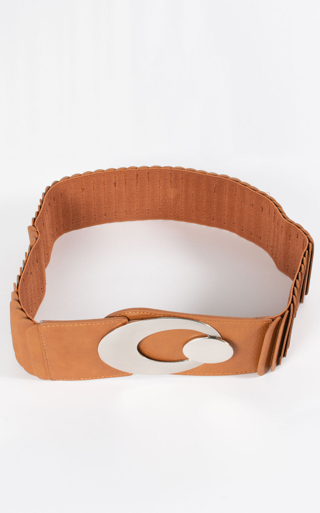 Layered Oval Buckle Belt | Brown
